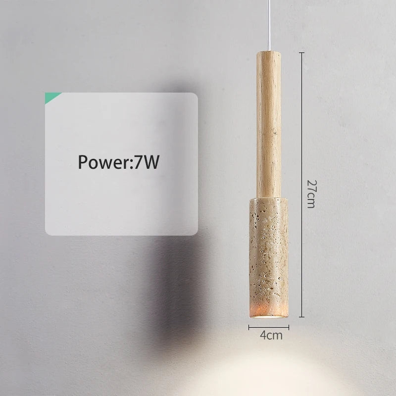 Cream Travertine Long Tube Pendant Light D932
