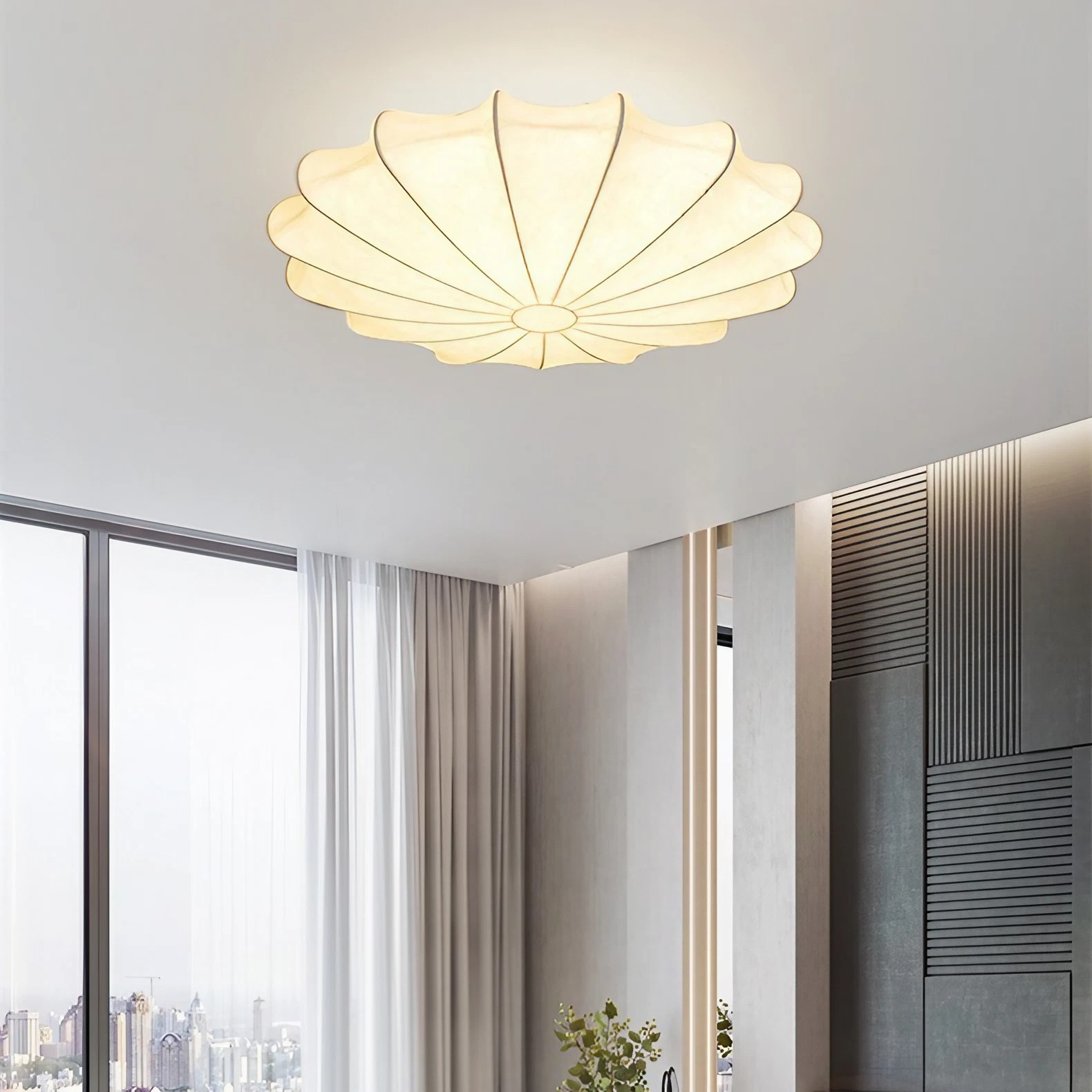 Japanese Style Wabi-Sabi Style Silk Ceiling Lamp S57