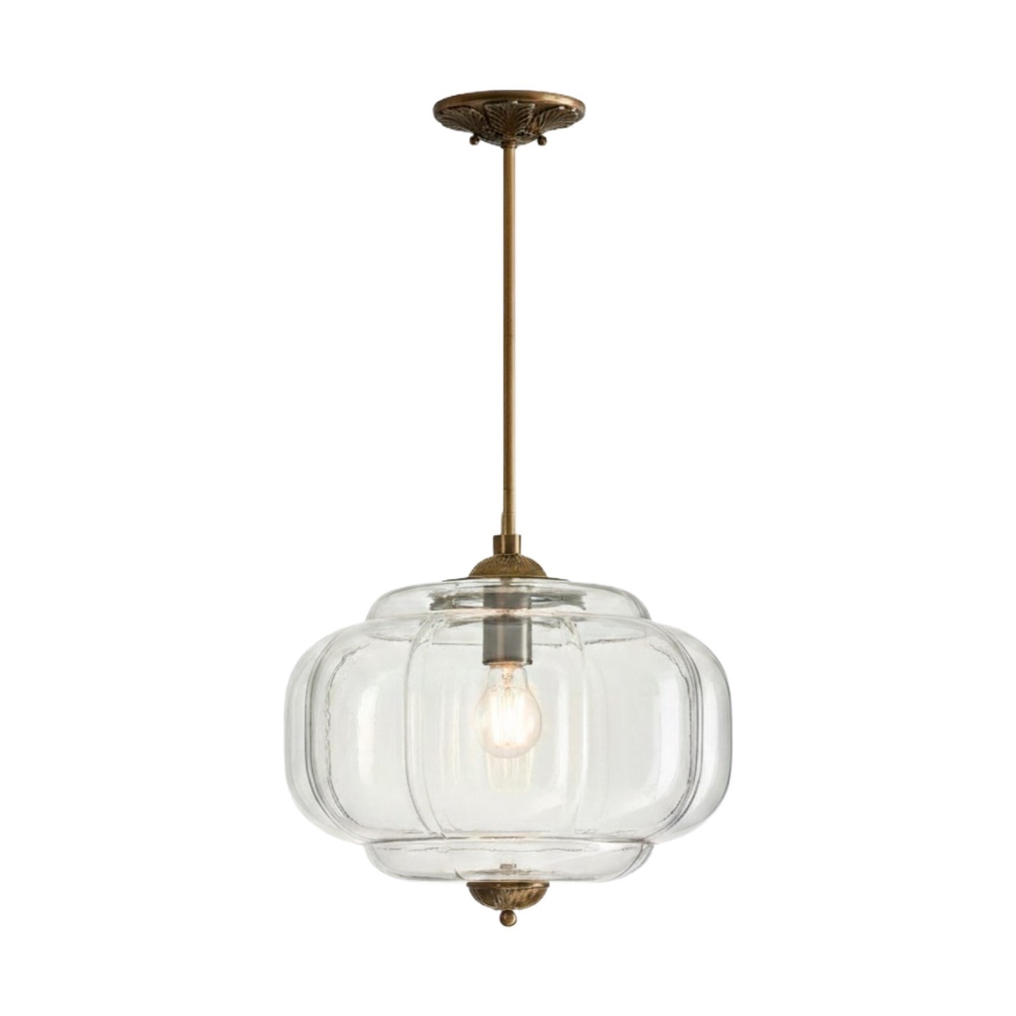 Eloise Vintage Pumpkin Glass Semi-Flush Mount Pendant Light G53