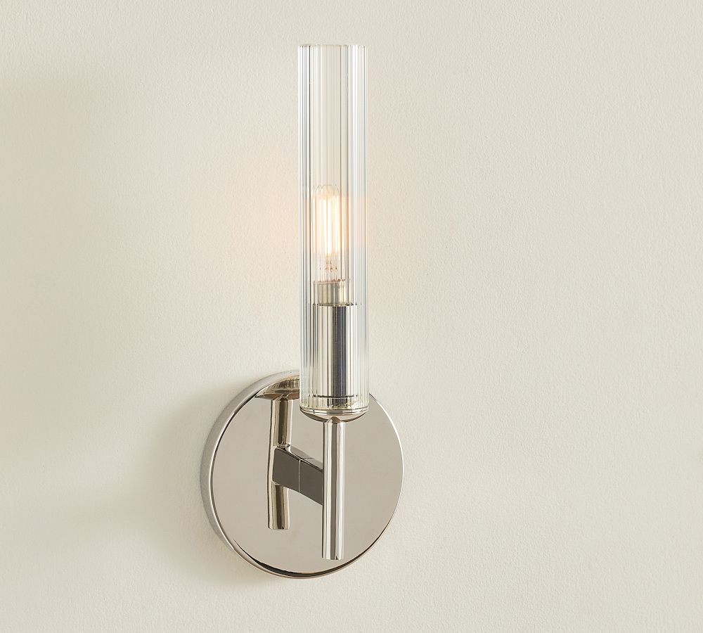 Bravira Ribbed Glass Wall Lamp - Tube Metal Light in Classic Finishes T075
