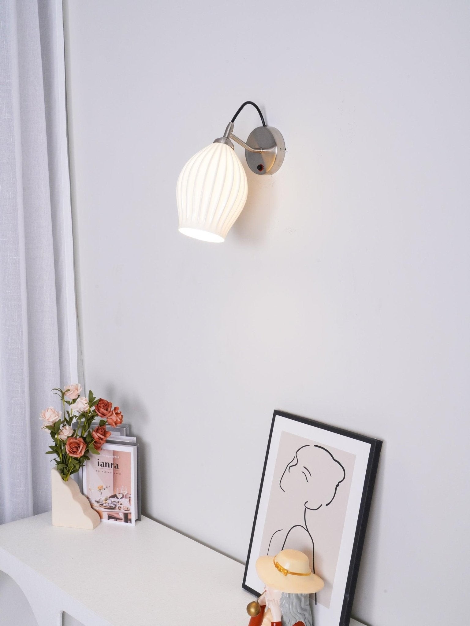 Cream Style Ceramic Ribbed Wall lamp M79