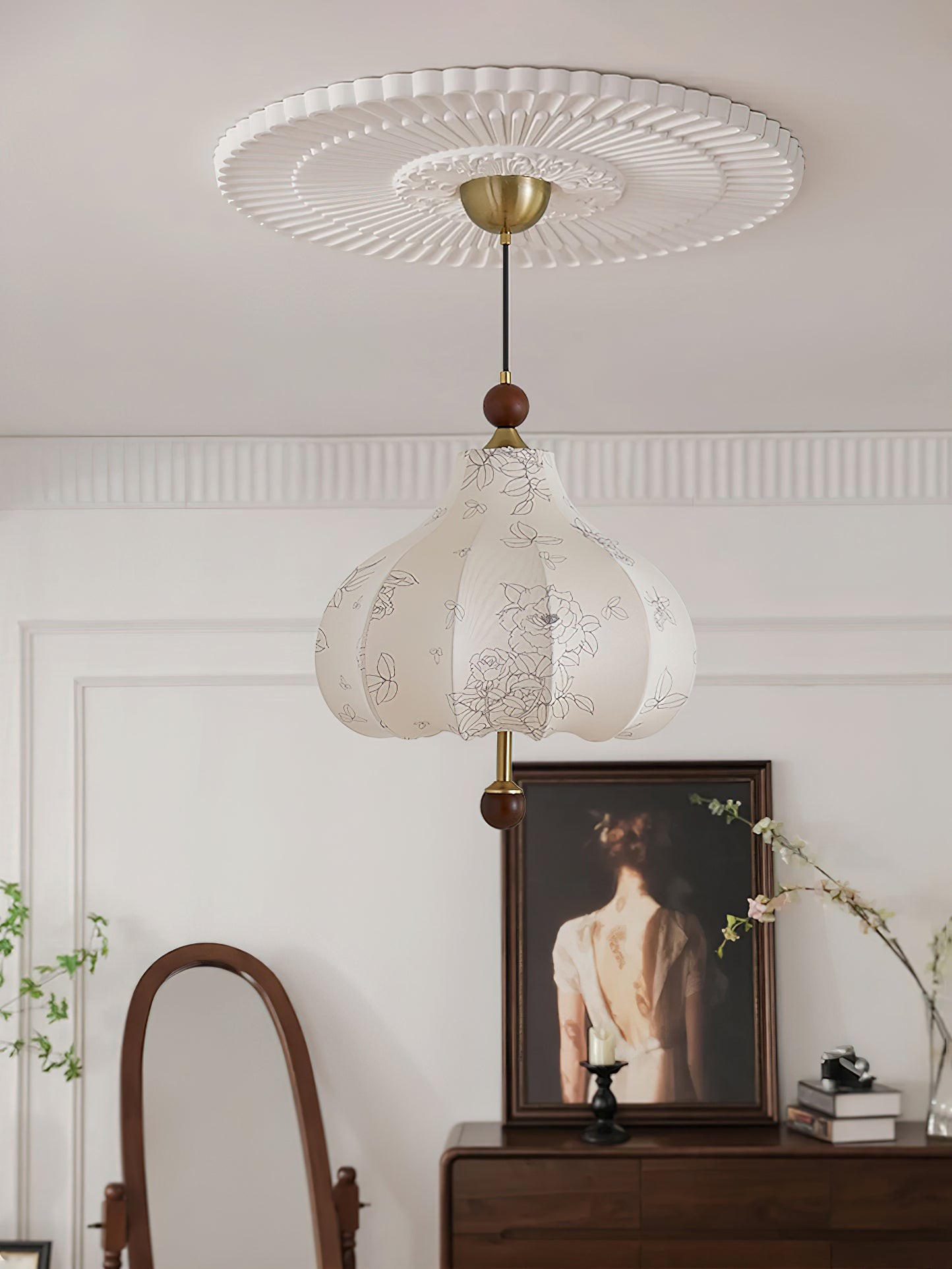 French Retro Fabric Pattern Pendant Lamp M77