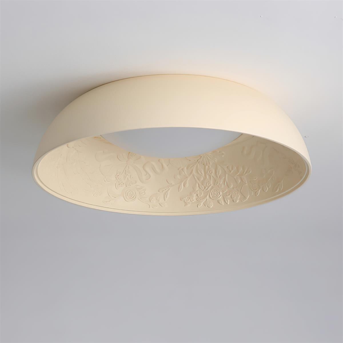 French Romantic Carved Round LED Ceiling Lamp M365