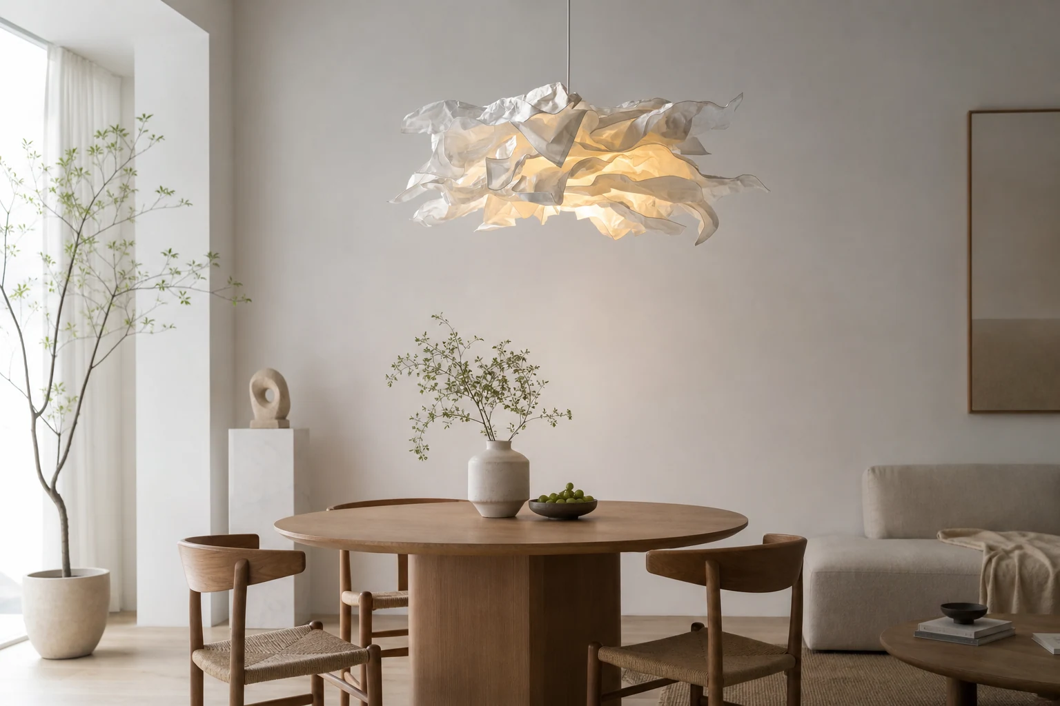Lampa wisząca Paper Plug In D87 wisząca w scenie pokoju lifestylowego