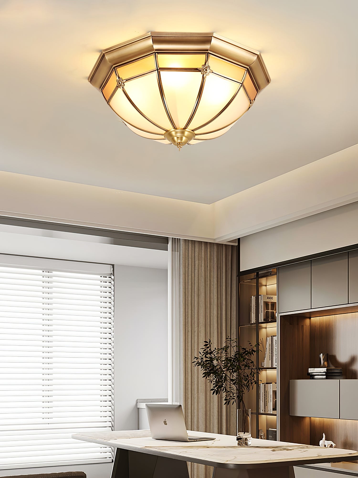 Dome Brass Flush Ceiling Lamp M563