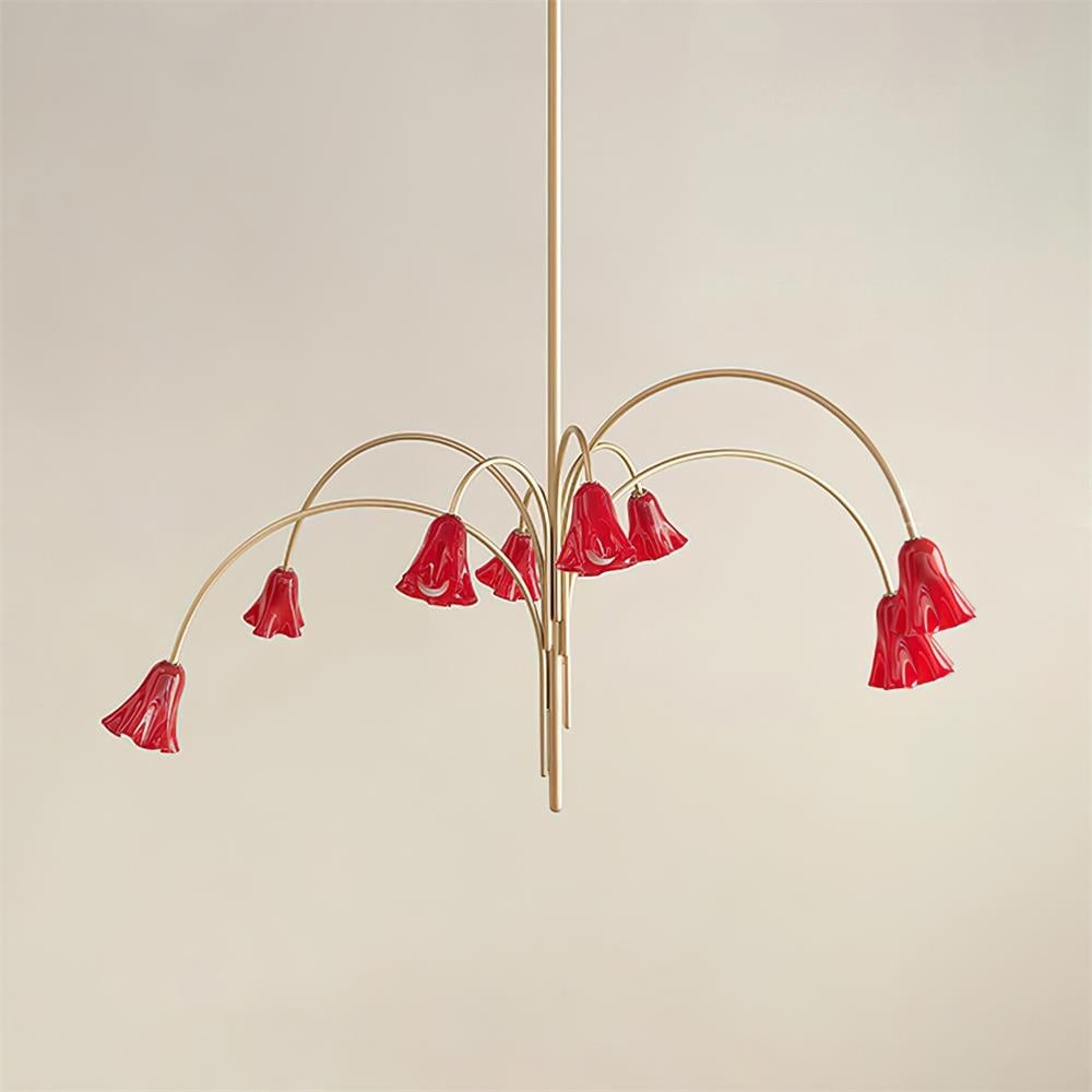 Bellina Modern Romantic Chandelier - Botanical Lily Design with Glass Flowers T280