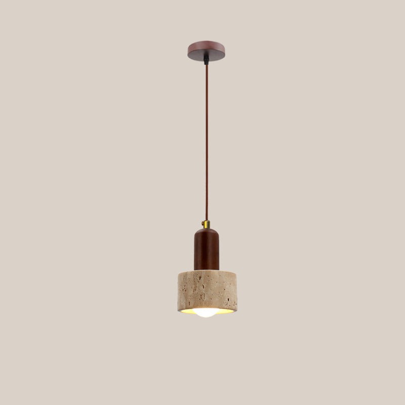 Traditional Japanese Travertine Wood Pendant Lamp M107