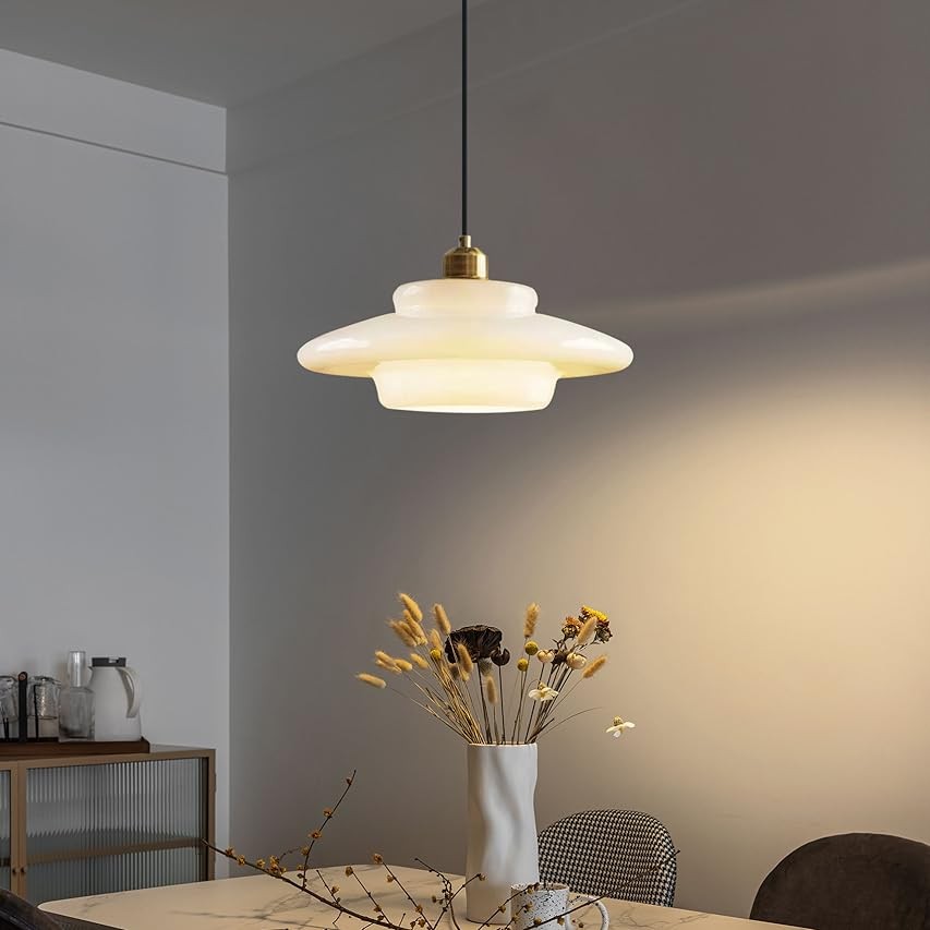 Mid-Century Art Milk White Glass Pendant Lamp S81