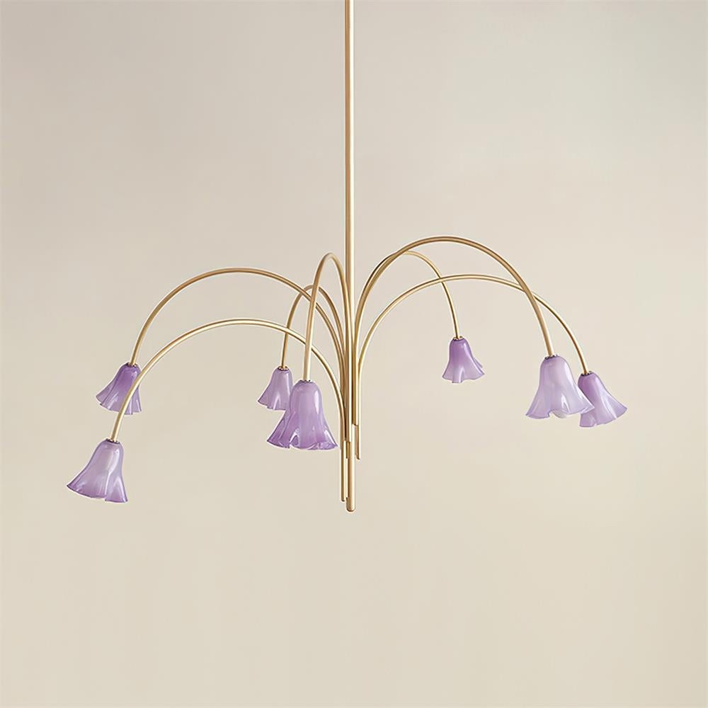 Bellina Modern Romantic Chandelier - Botanical Lily Design with Glass Flowers T280