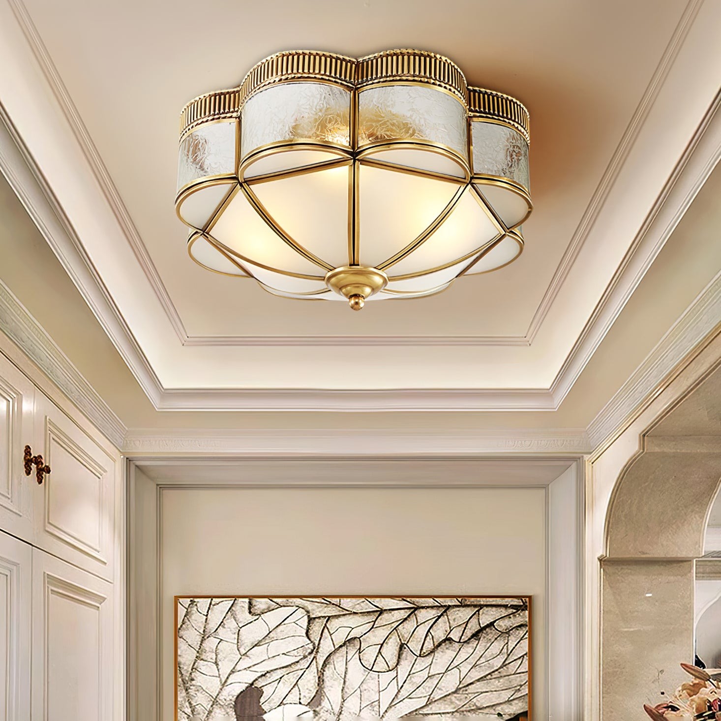 Brass Domed Flush Ceiling Lamp M572