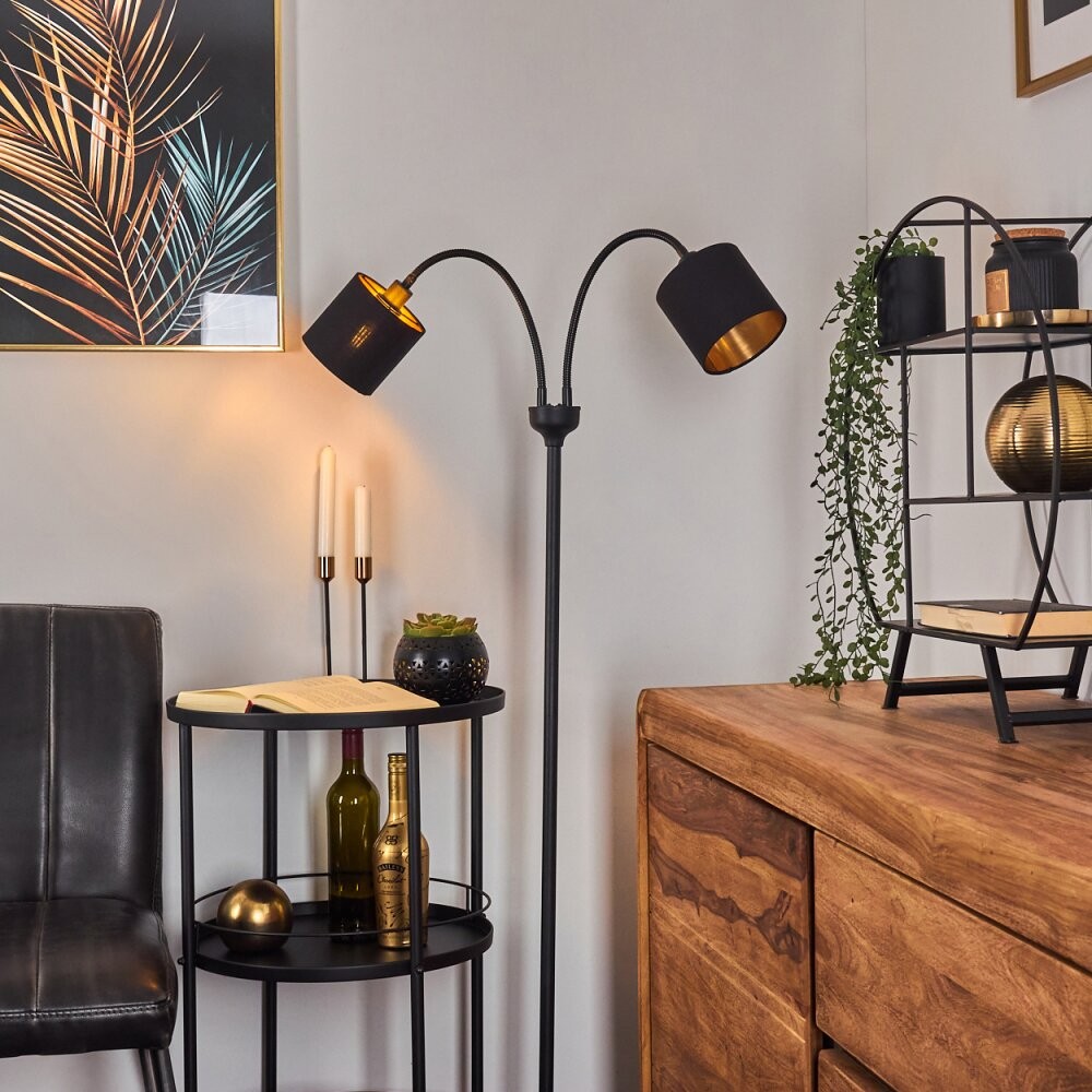 Metal Matte Black Fabric Shade Floor Lamp S67