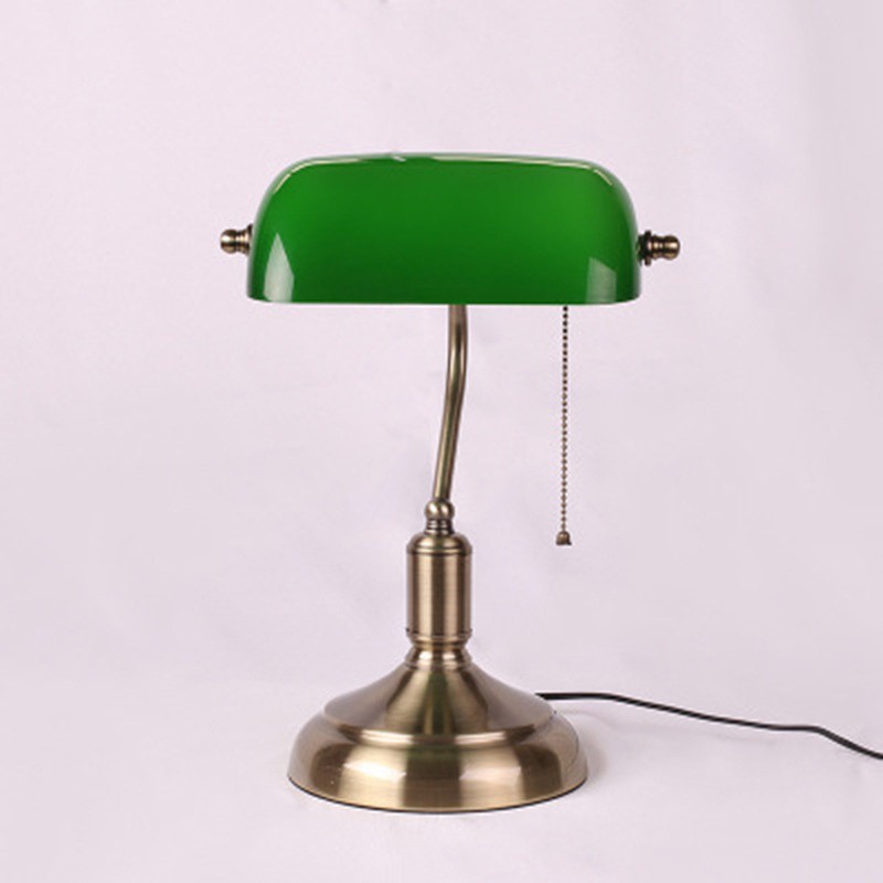 Vintage Glass Banker Desk Lamp Library Table Lamp S53