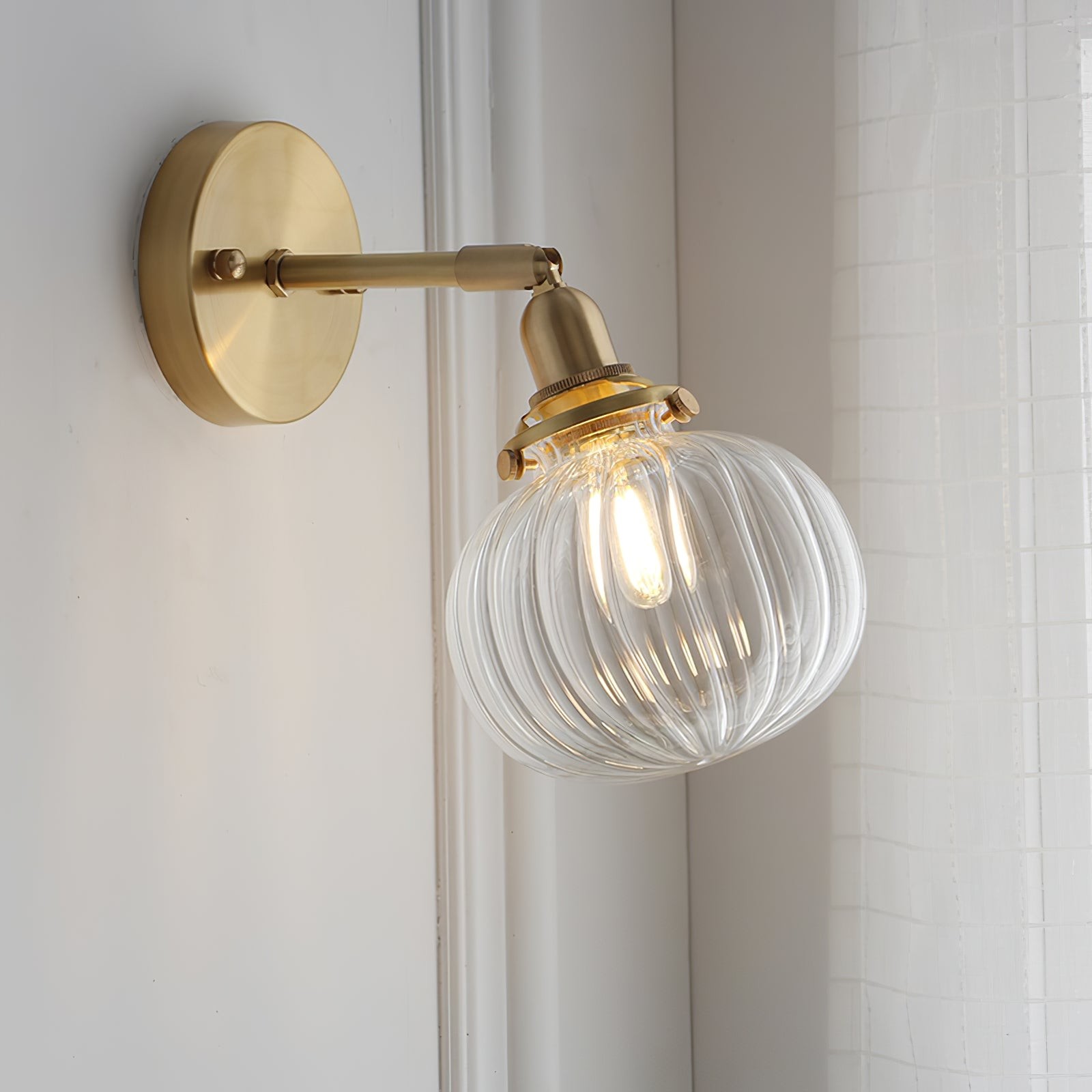 Japanese Style Vintage Brass Glass Wall Lamp M333