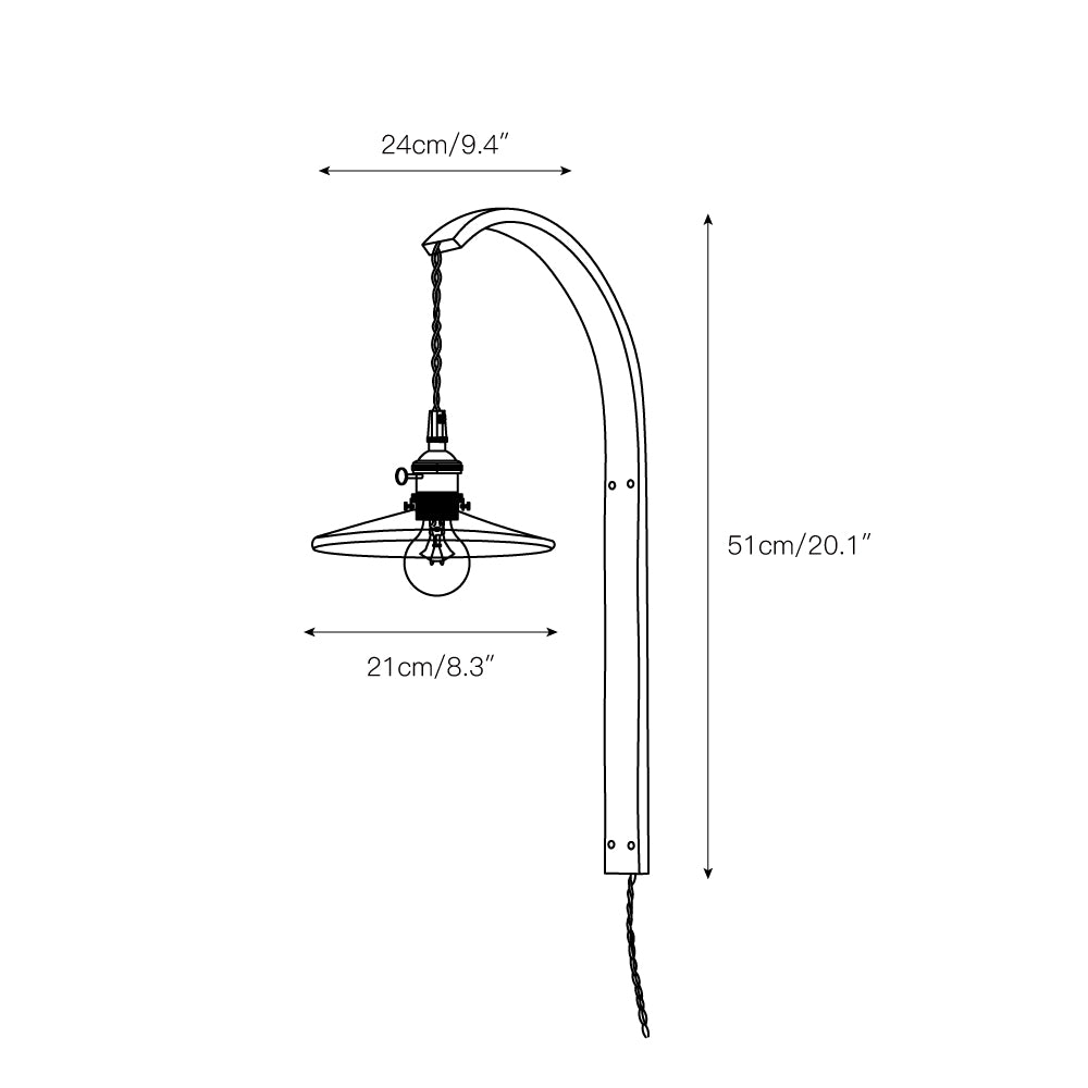 Curved Walnut Ceramic Plug-in Wall Light D498