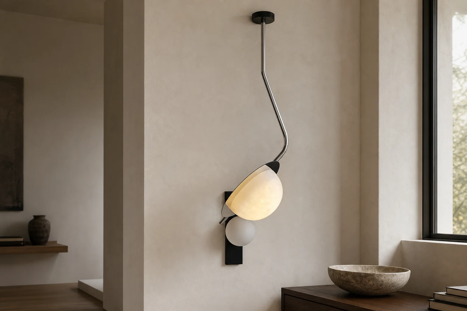 Lampa wisząca Chic Luminance Alabaster D438 w lifestylowym wnętrzu