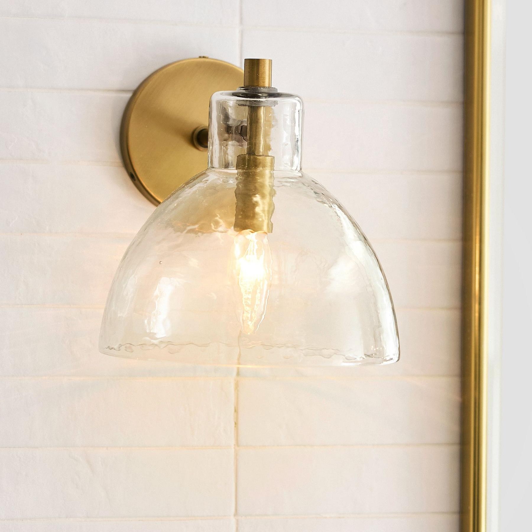 Glavira Recycled Glass Double Sconce - Indoor Brass Wall Lighting T049