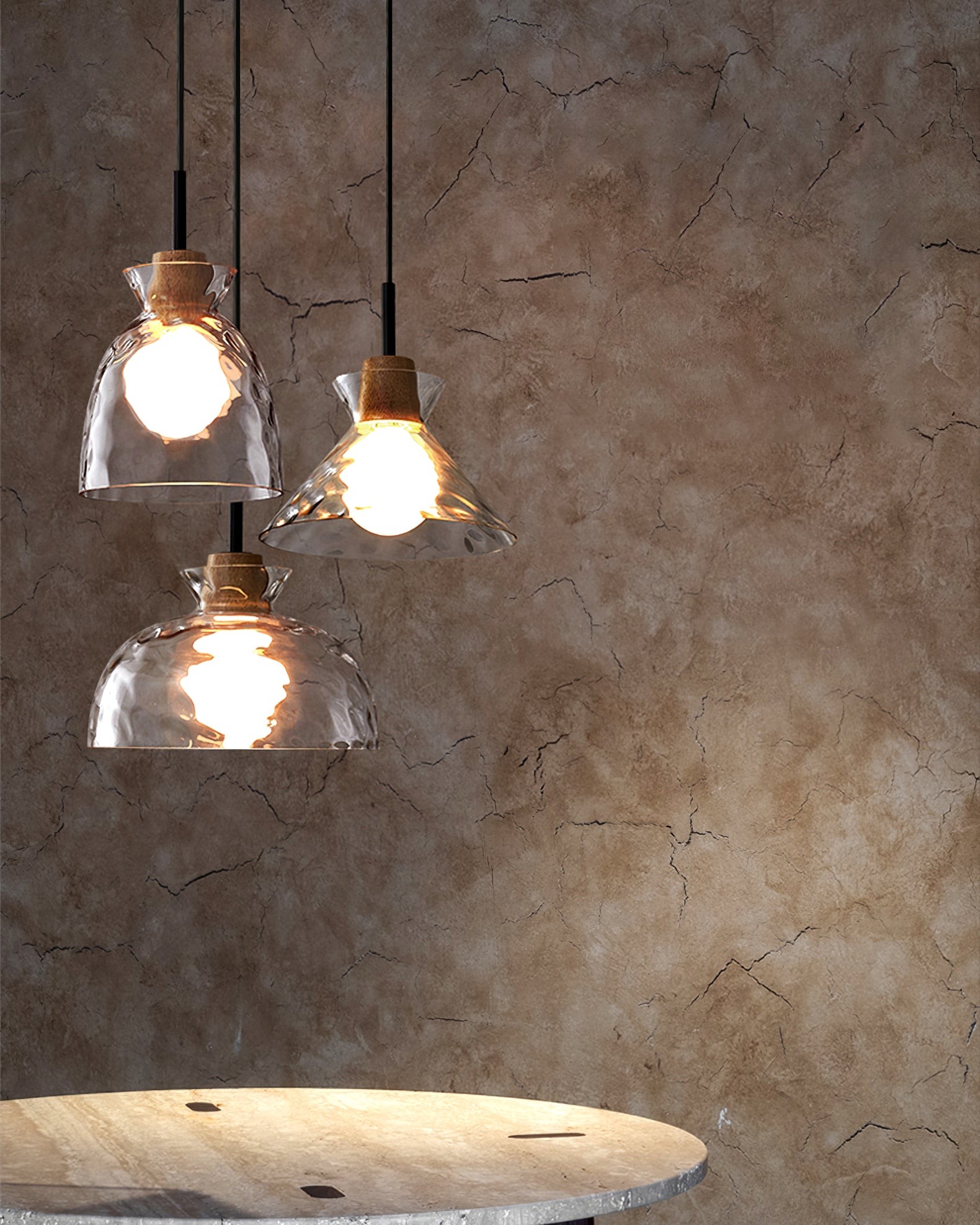 Modern Water Ripple Transparent Glass Pendant Lamp M116