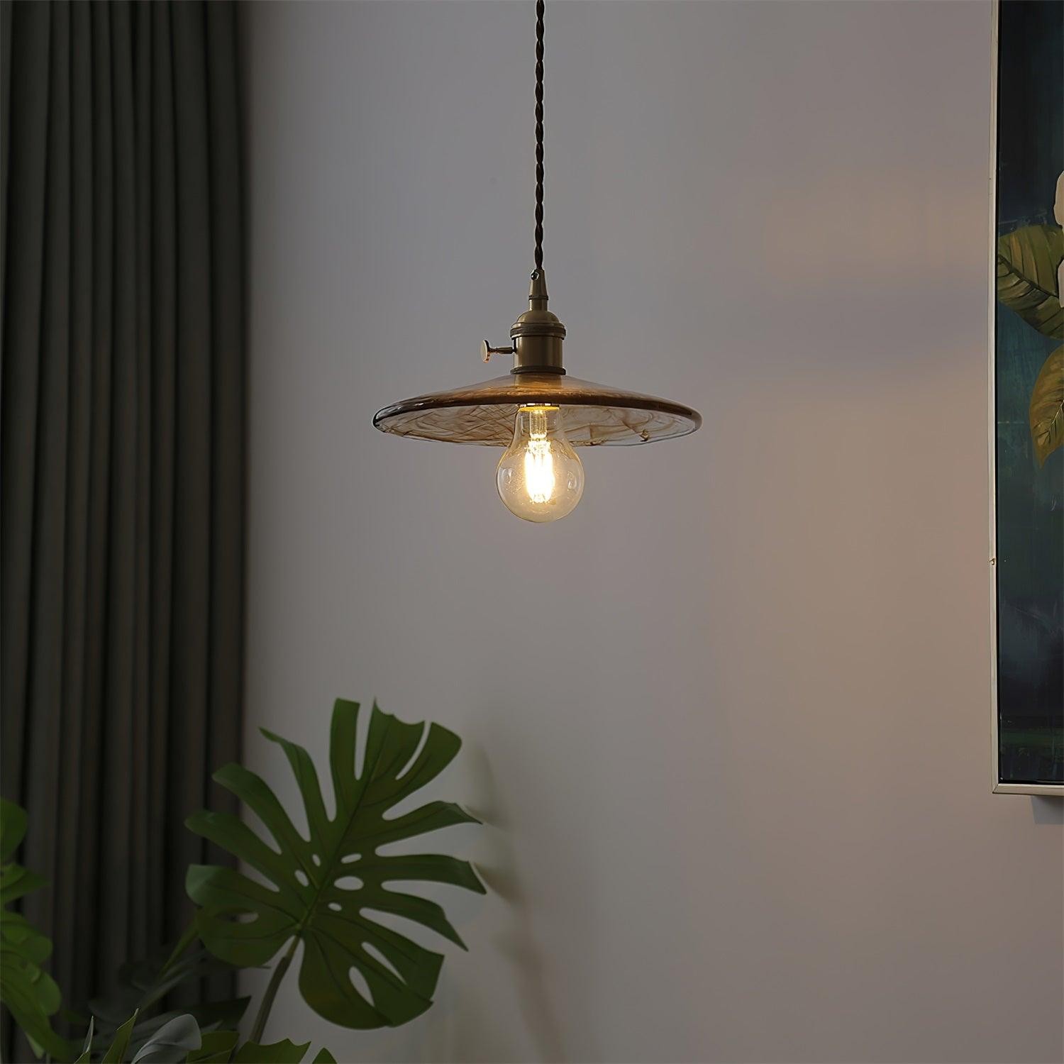 Brass Vintage Clear Glass Pendant Light M34