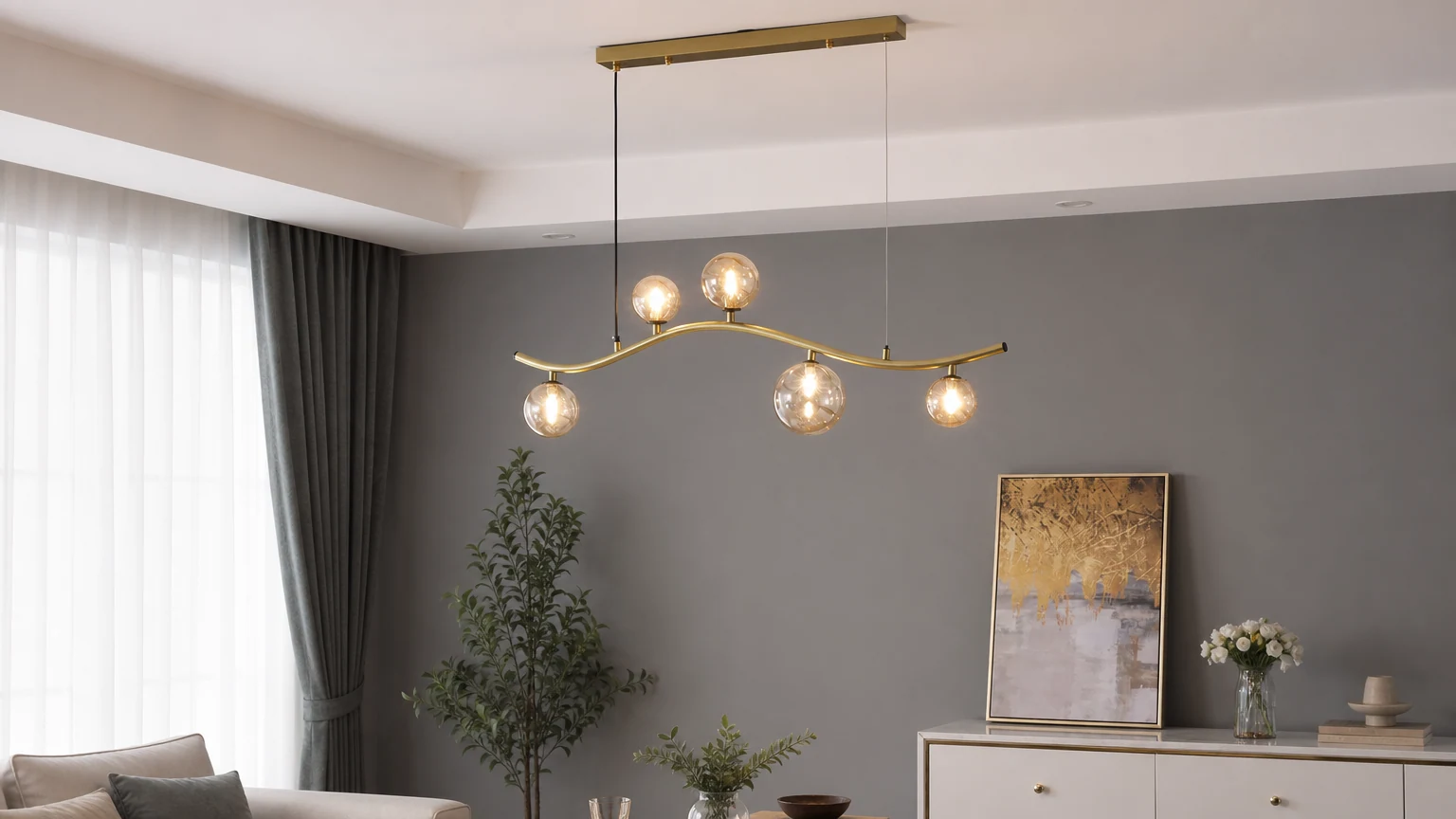 Nordycka minimalistyczna lampa wisząca w scenie w jadalni