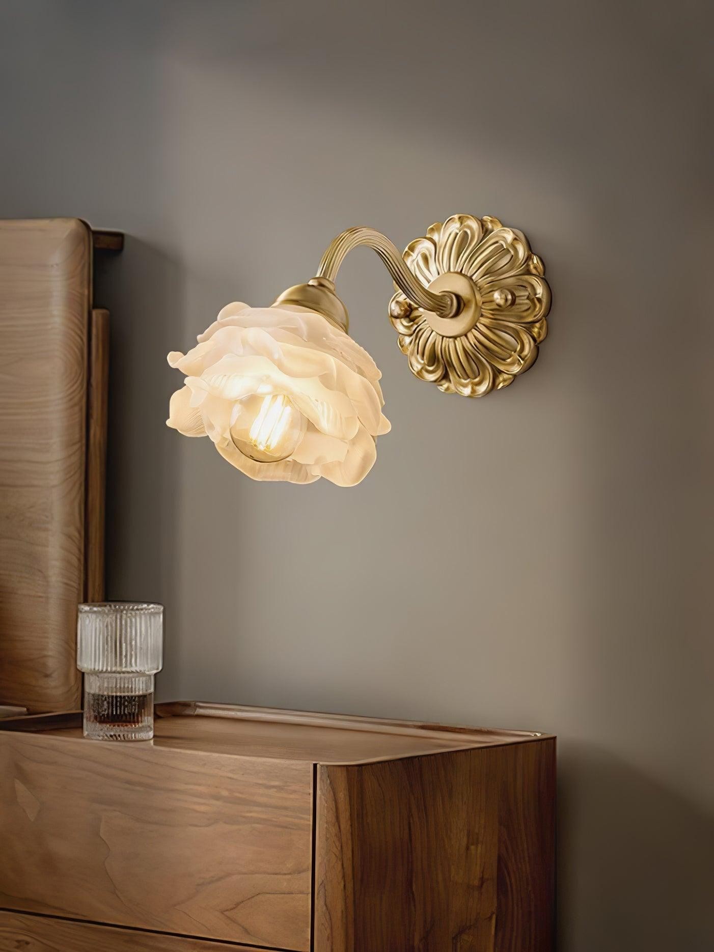 Brass Rose Wall Light M403