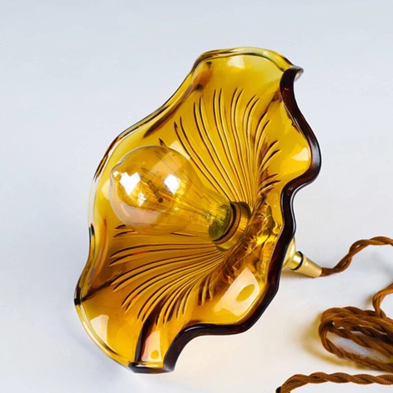 Retro Hibiscus Flower Glass Pendant Light S104