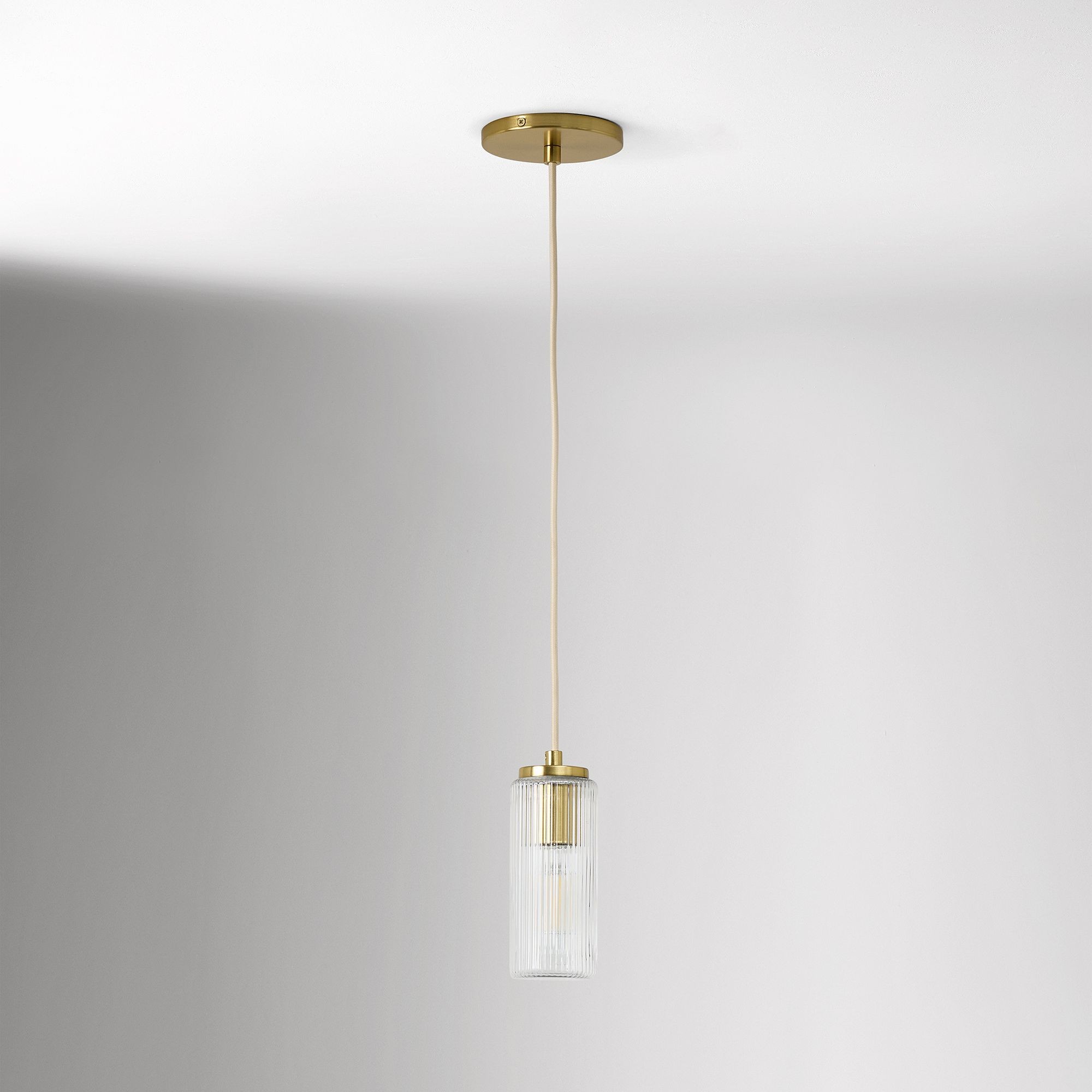 Rivora Fluted Glass Pendant Light – Modern Ribbed Shade T272
