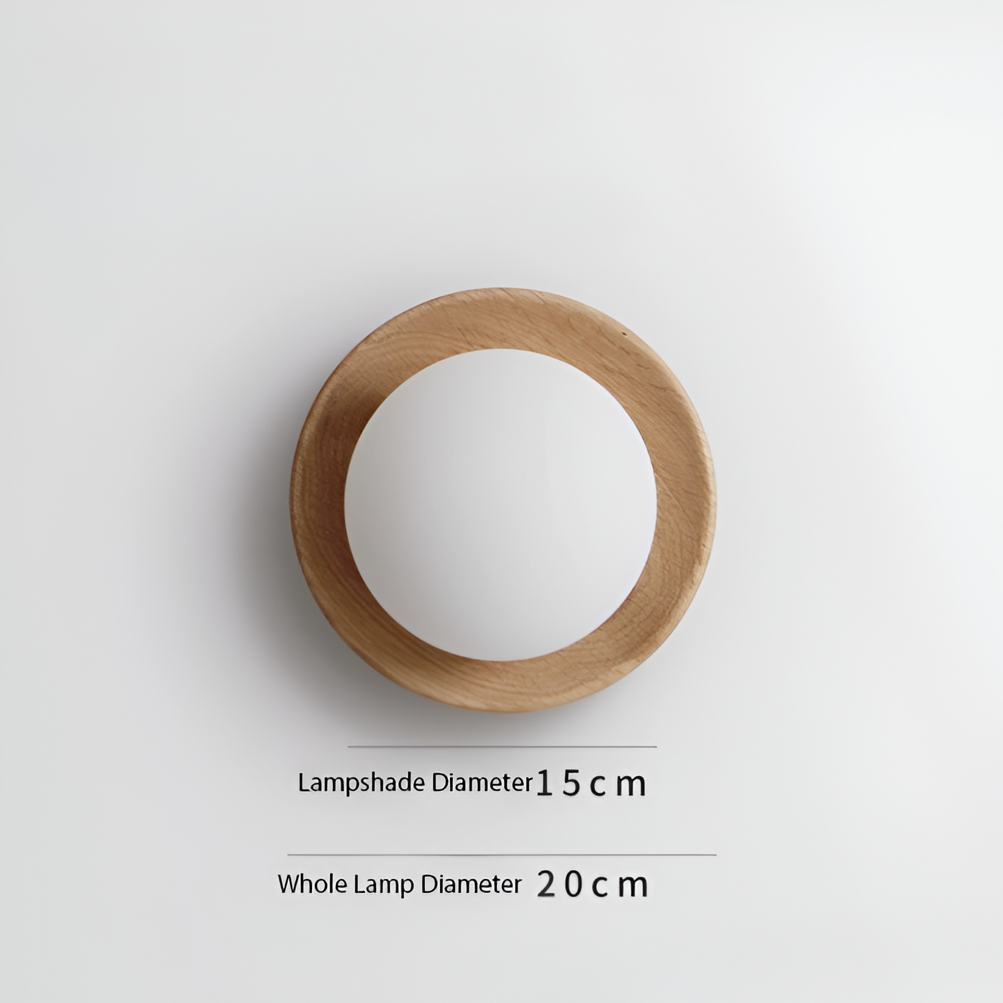 Gráfico de dimensiones para la lámpara de pared LED de madera nórdica