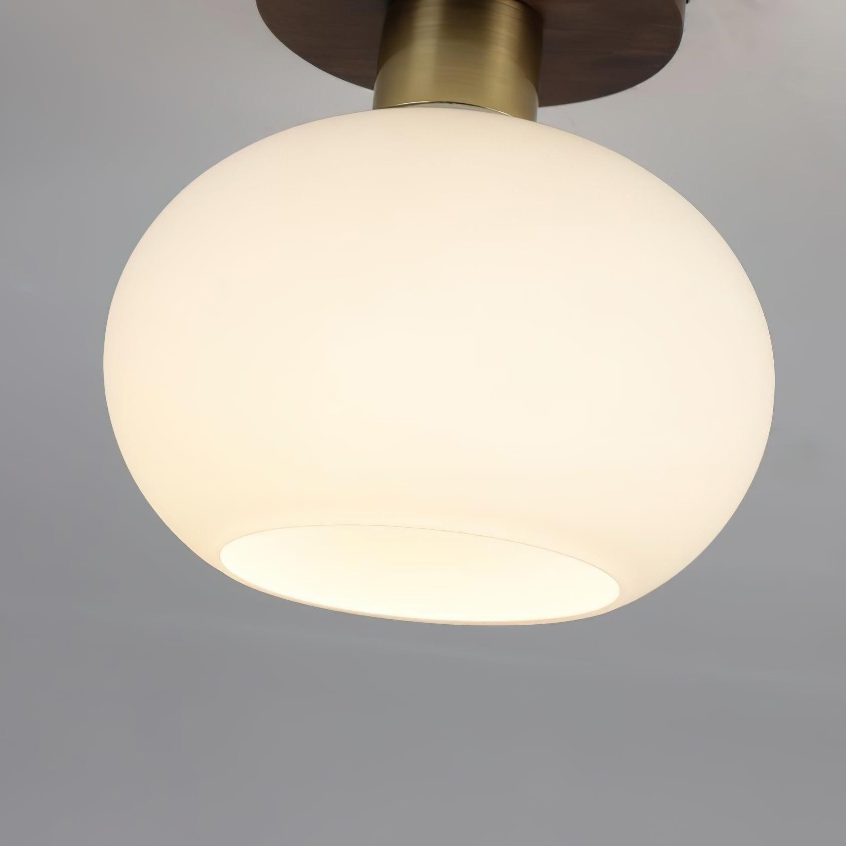 Vintage Wabi-Sabi Walnut Copper Glass Ceiling Lamp For Living Room M414