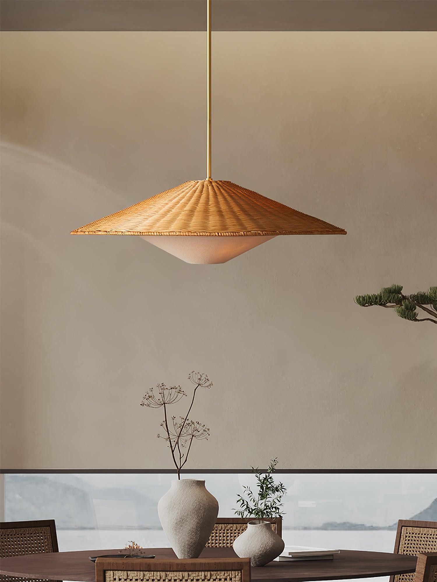 Rattan Hat Pendant Light Suitable For Living Room M29