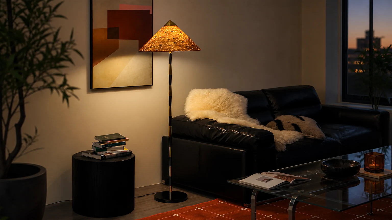 Lampa podłogowa Timbre D301 w ciepłej scenerii salonu