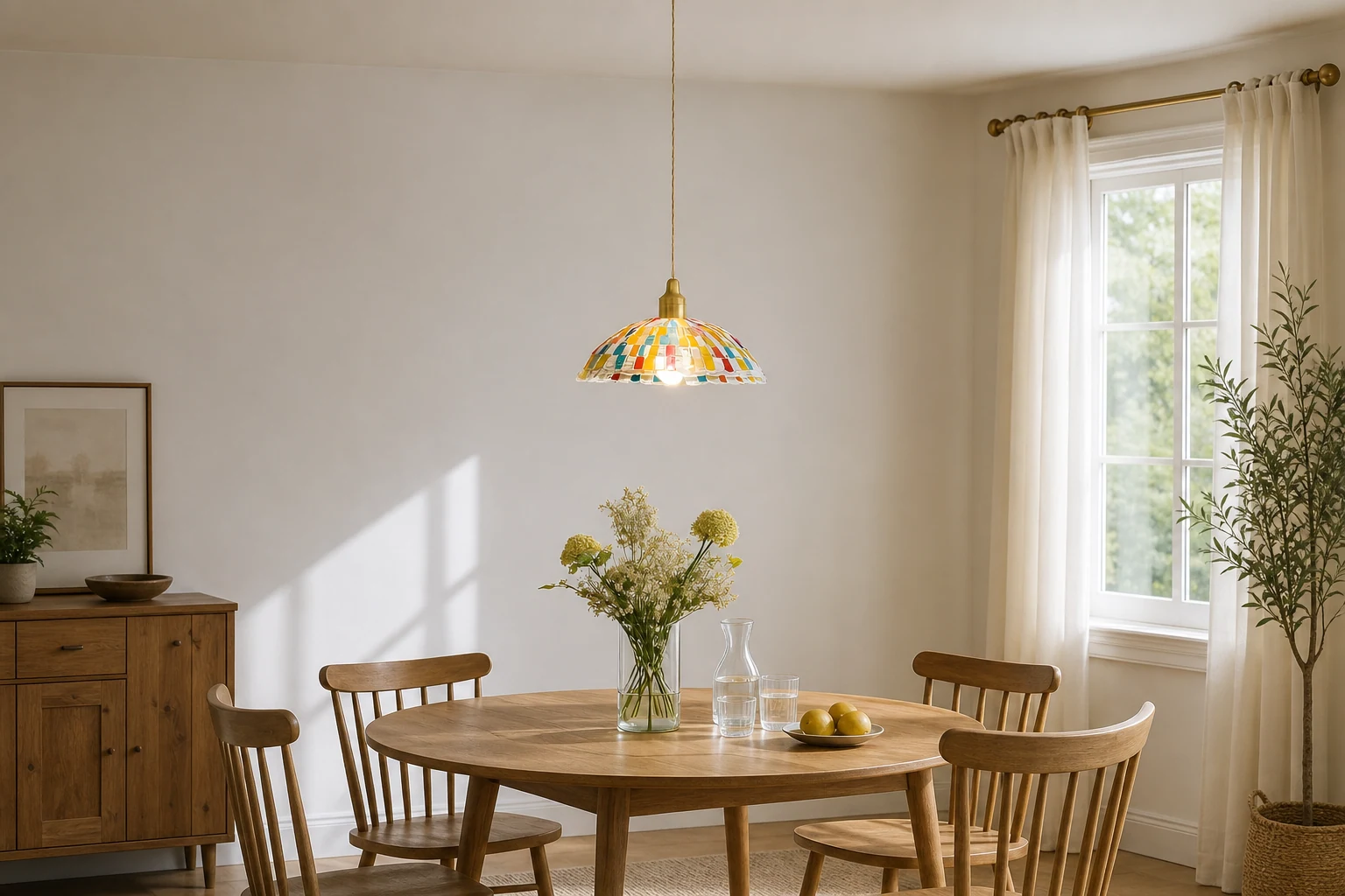 Lampa wisząca Kaleido w scenie wnętrza zawierającej produkt w kontekście