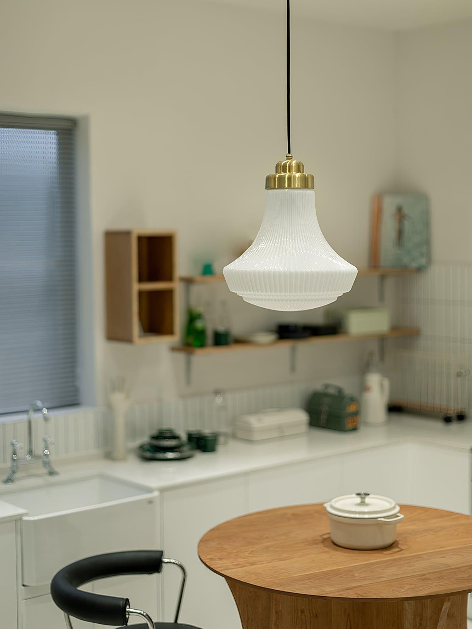 Classical Brass Alabaster Glass Pendant Lamp M424