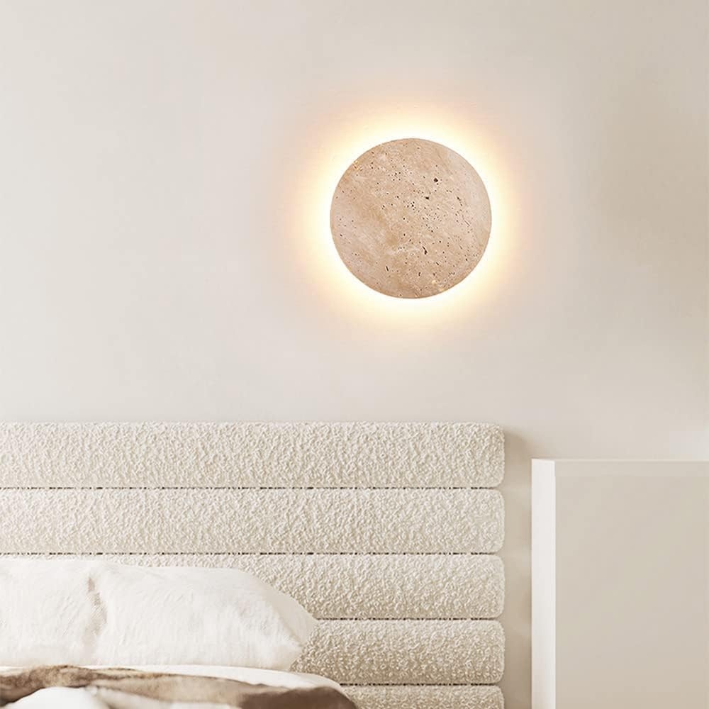 Amber Loft Travertine Round Sconce Wall Light D885