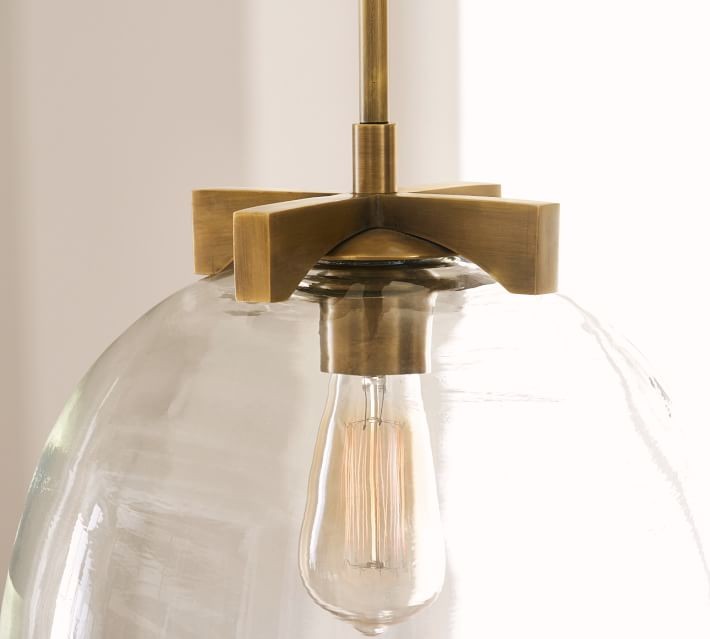 Auria Metal Brass Pendant Lighting - Vintage Finish with Glass Shade T002