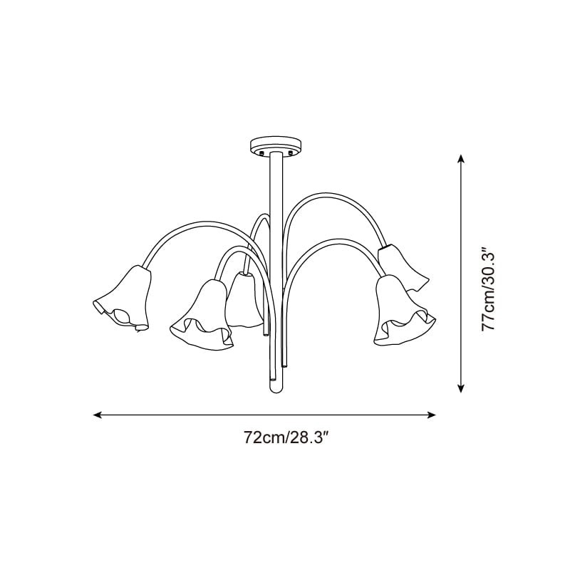 Bellina Modern Romantic Chandelier - Botanical Lily Design with Glass Flowers T280