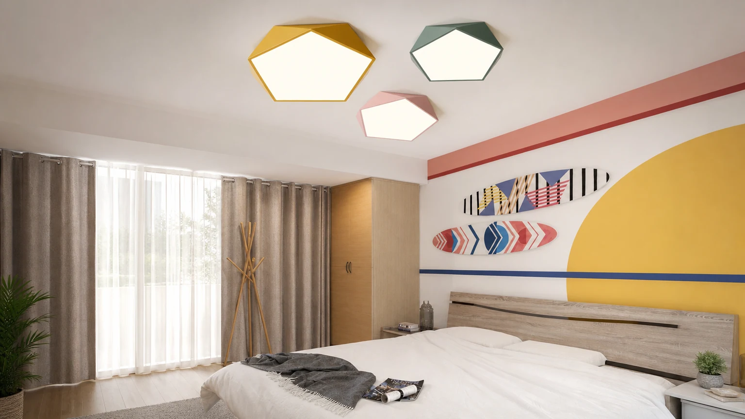 LEXA Geometric LED Ceiling Light in a bright room setting
