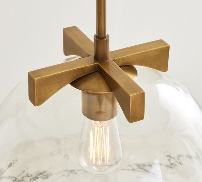 Auria Metal Brass Pendant Lighting - Vintage Finish with Glass Shade T002