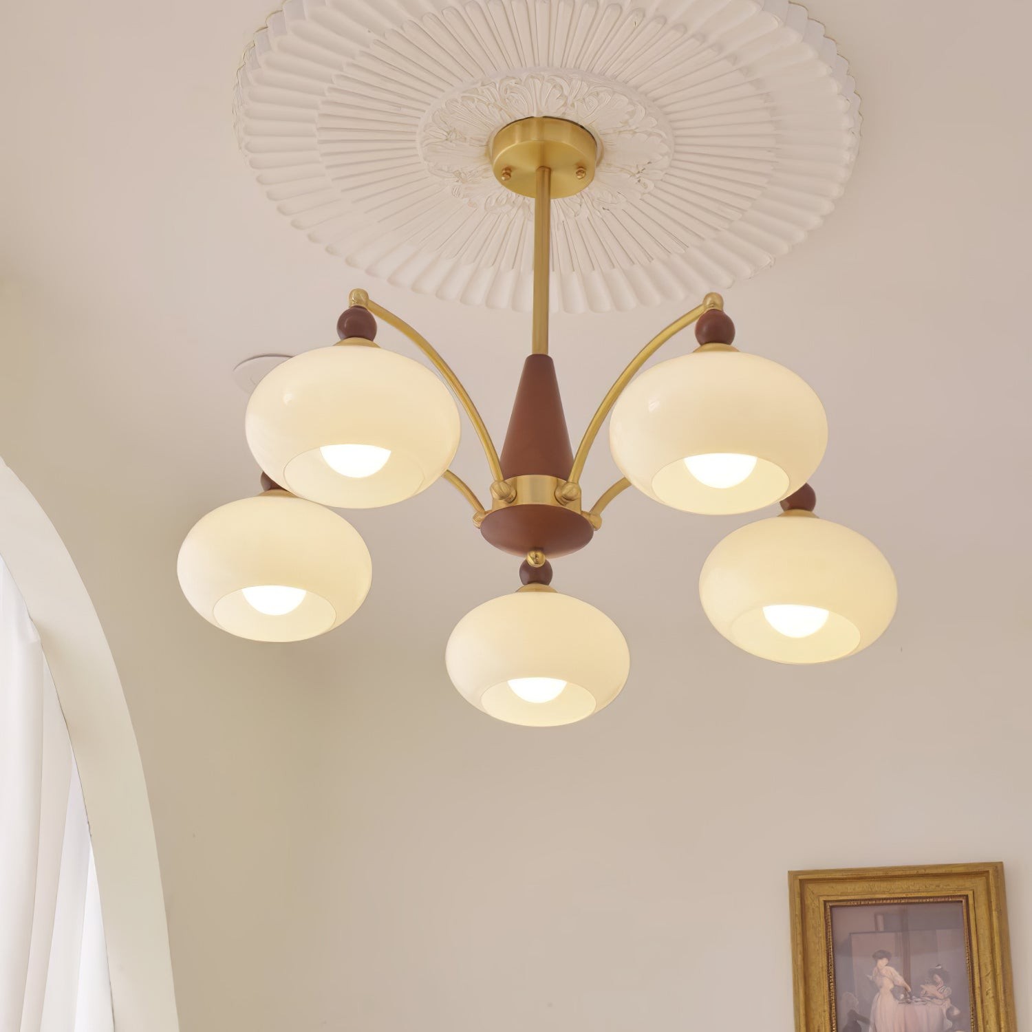 Vintage Multihead Persimmon Chandelier M431
