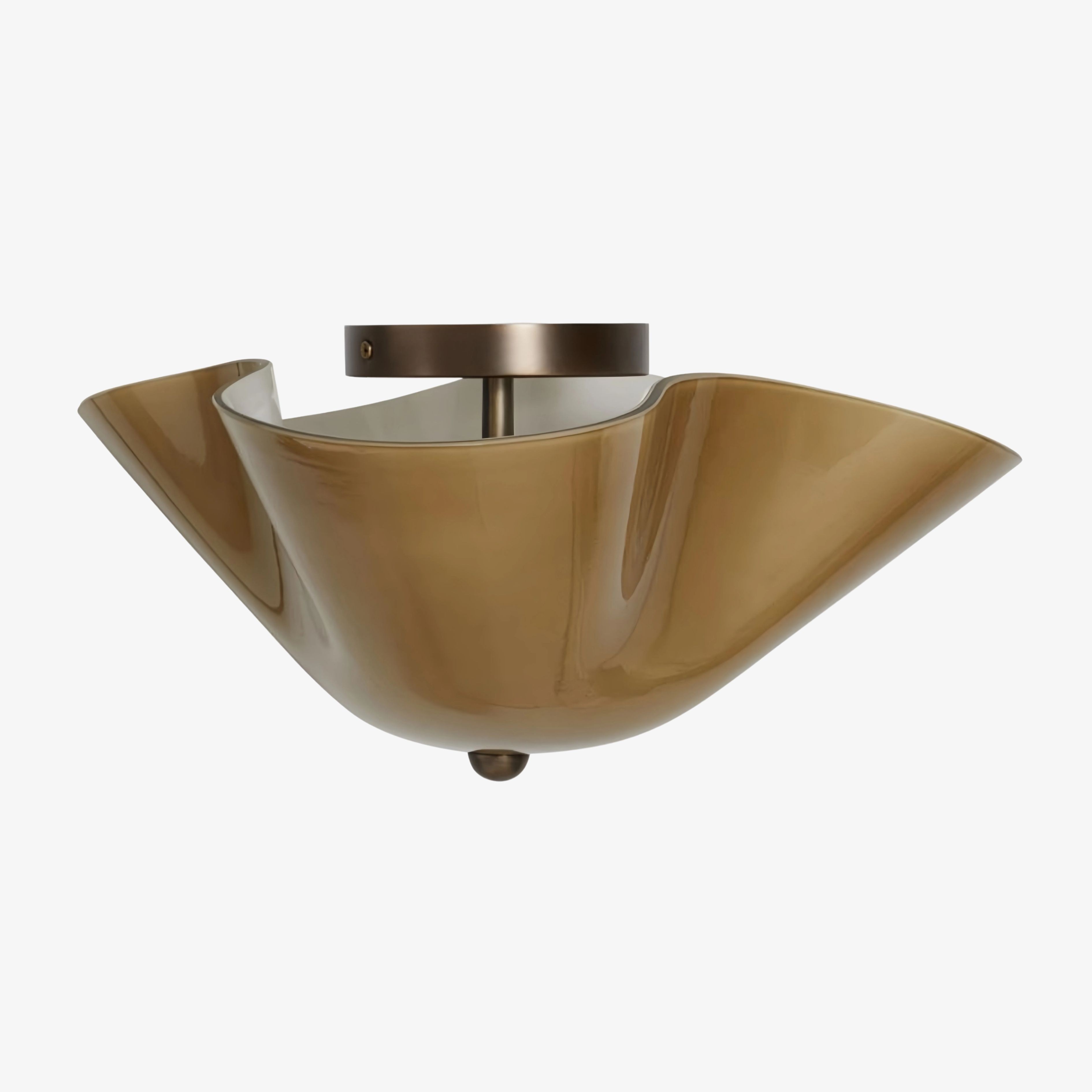 Bellina Glass Flush Mount Ceiling Light - Brass Accent Modern Fixture T283