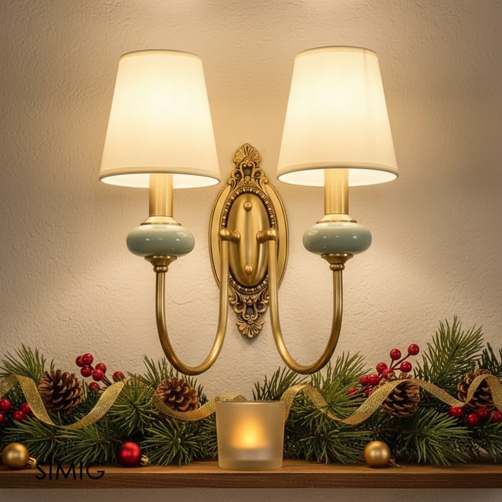 Elaris Elegant Fabric Copper Wall Sconce – Luxury European Style T447