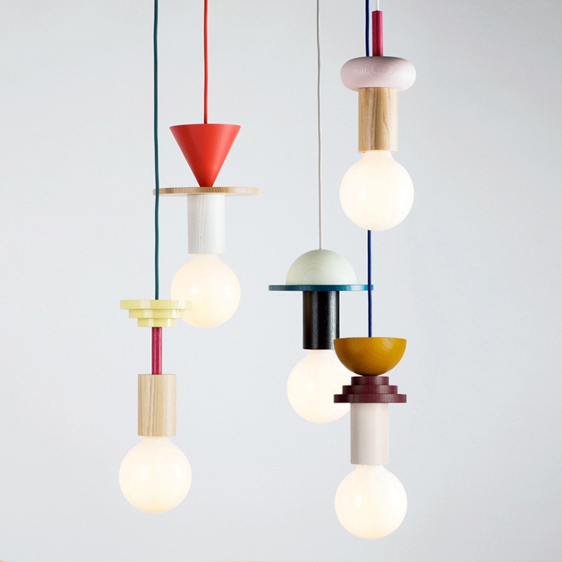 Creative Color Block Wooden Pendant Light S166