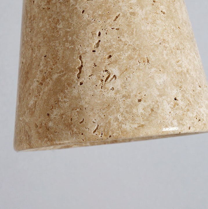 Japanese Minimalist Round Yellow Travertine Shade 1-Light Semi-Flush Mount Ceiling Light G31