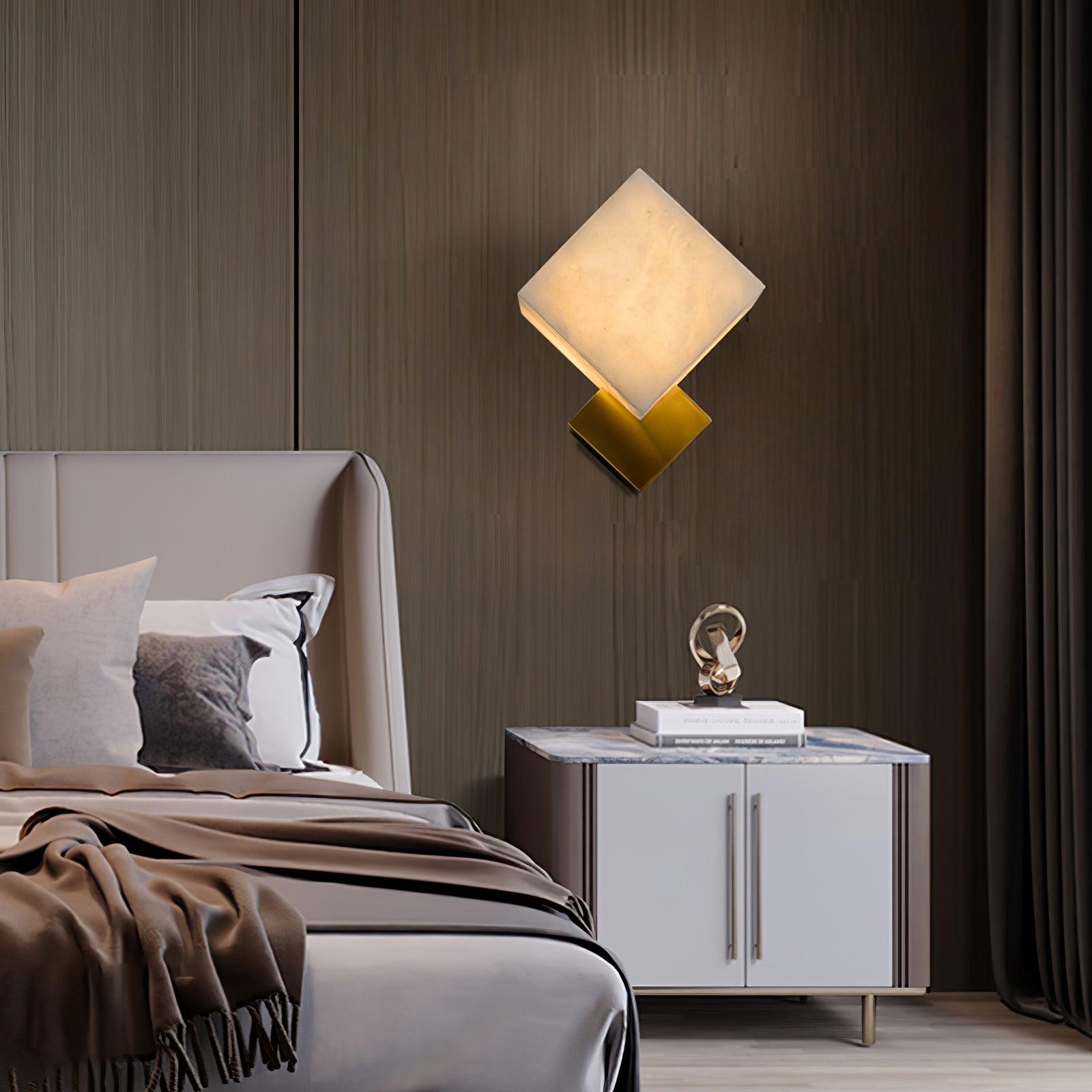 Block Alabaster Wall Sconce D387