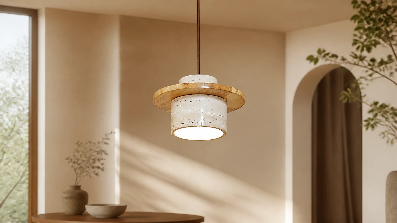 Lampa wisząca Stonova Duo D721 w ciepłej oprawie wnętrza