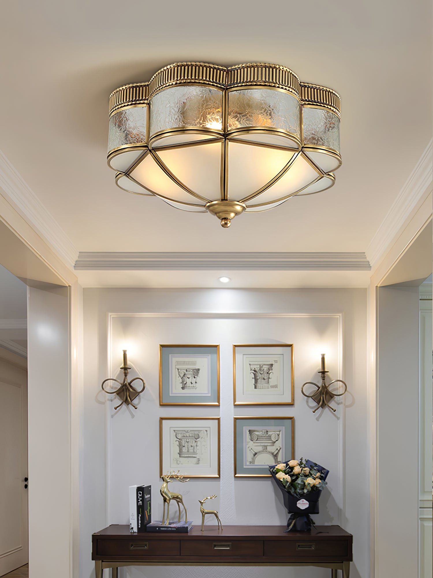 Brass Domed Flush Ceiling Lamp M572