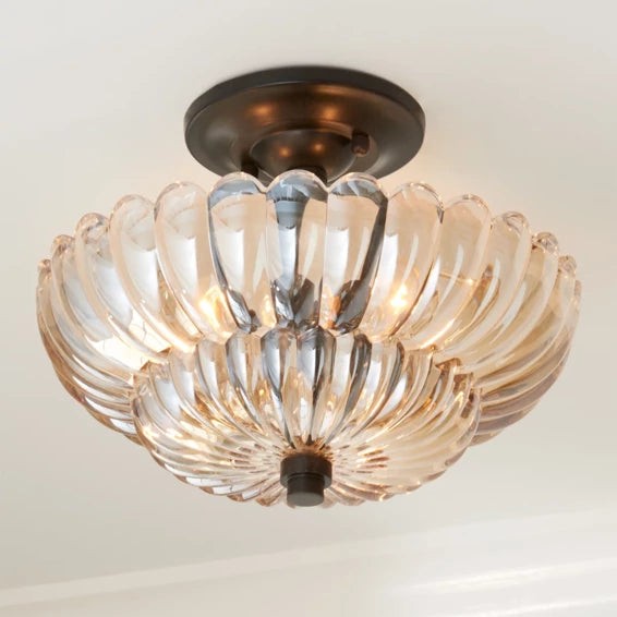 Orilanavo Semi Flush Mount Ceiling Lights Umbrella Shape Glass Lamp G58