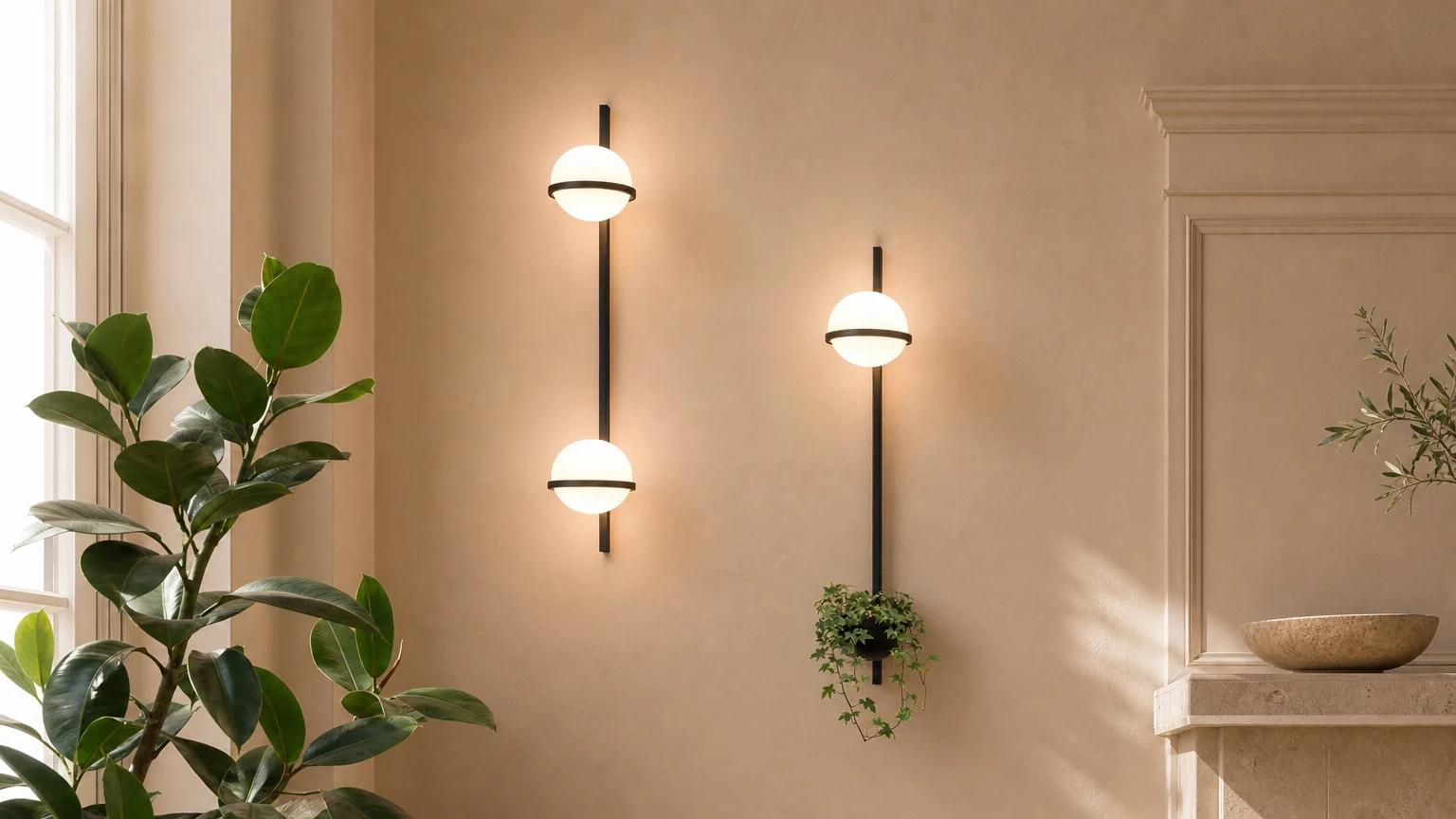 Lampa ścienna Palma D509 zainstalowana jako ciepły element ścienny