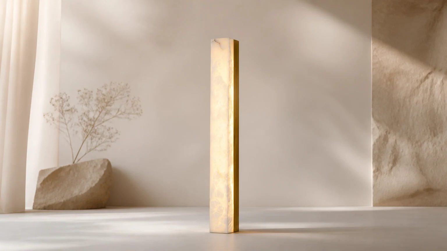Kinkiet Emerson Alabaster D401 w ciepłej scenerii wnętrza