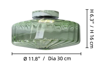 Schema dimensionale della lampada da soffitto Ripplara che mostra un diametro di 11,8 pollici e un'altezza di 6,3 pollici.