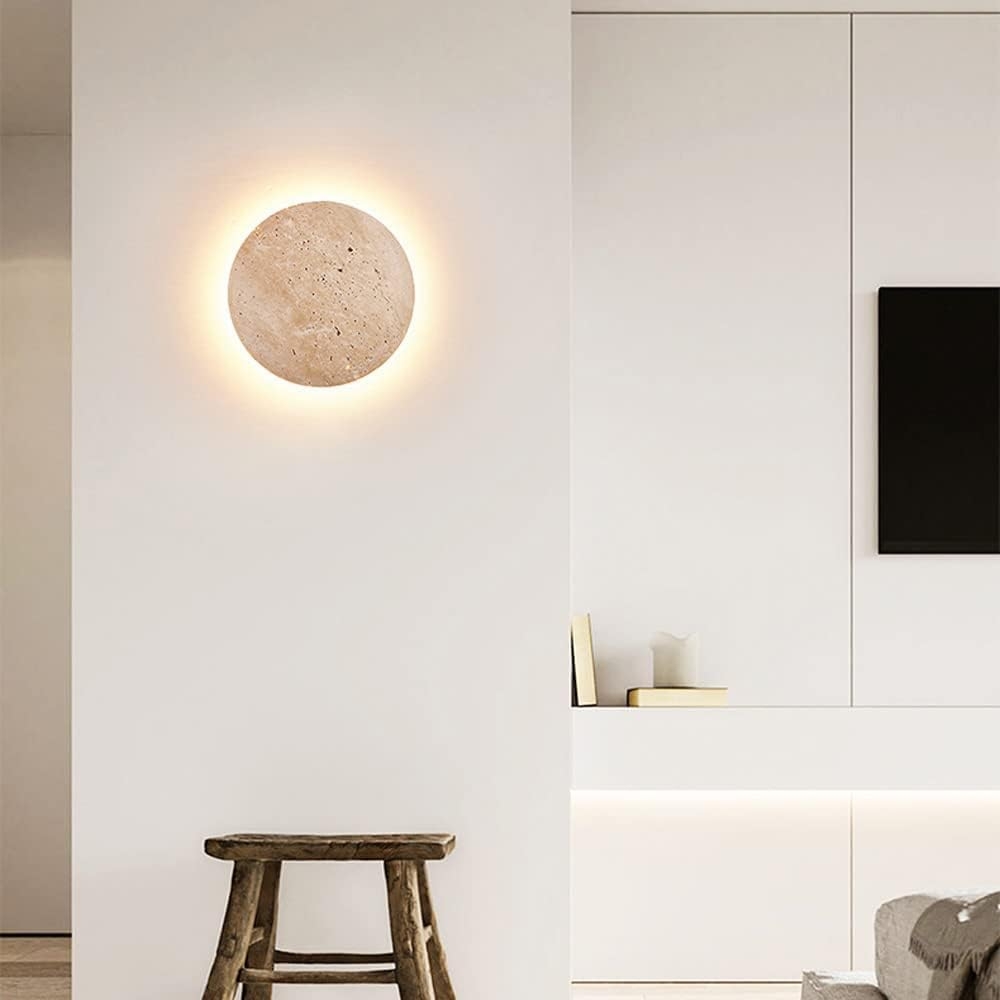 Amber Loft Travertine Round Sconce Wall Light D885